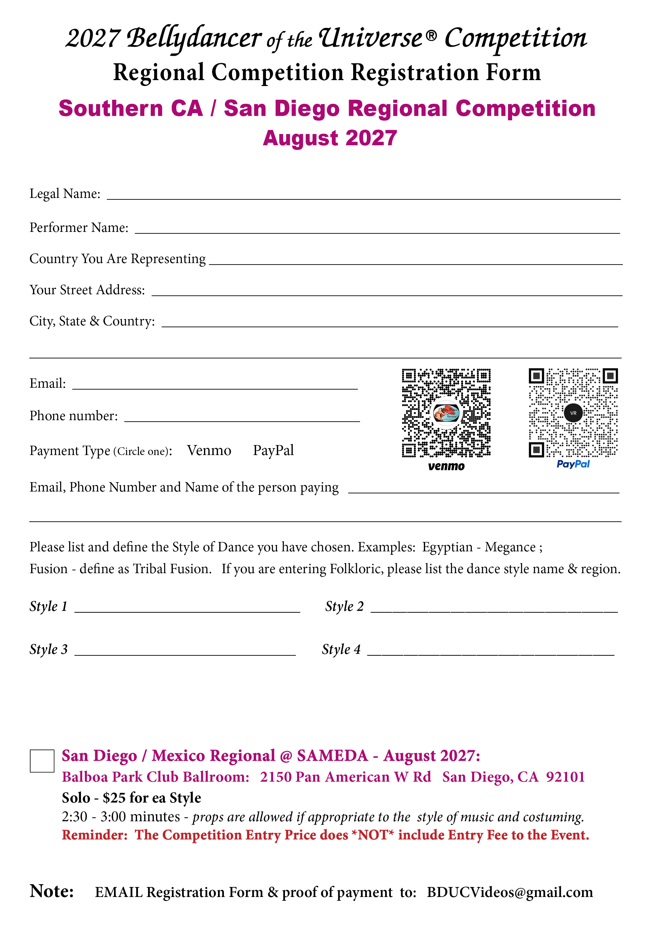 San Diego Mexico Regional Competition ad